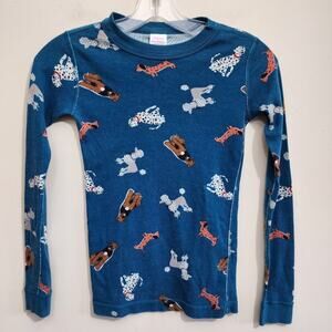 Hanna Anderson teal colored dog print long sleeve pajama top girls size 10
